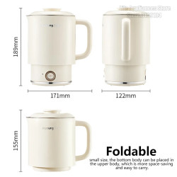 Mini bouilloire pliable JOYOUNG : ébullition rapide, acier inoxydable 304, 600 ml
